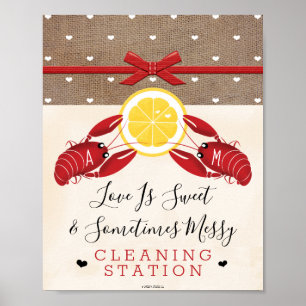 Monogrammed Crawfish Boil Cleaning Station Sign