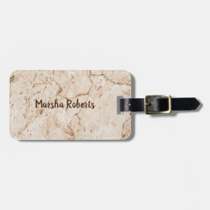 Monogrammed Cream Marbled Luggage Tag