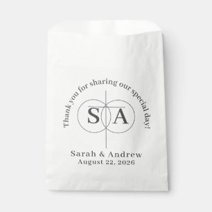 Monogrammed Cross & Rings Wedding Favour Bags