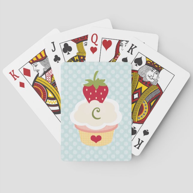Monogrammed Cupcake Bicycle® Playing Cards (Back)