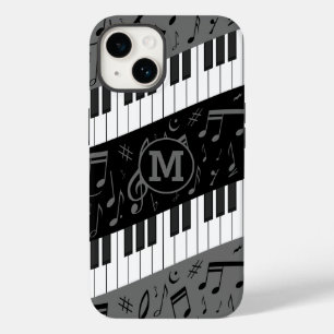 Monogrammed curve piano keys and musical notes Case-Mate iPhone 14 case