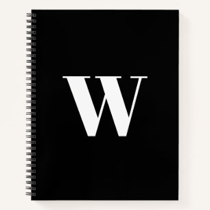Monogrammed Custom black white initial elegant Notebook
