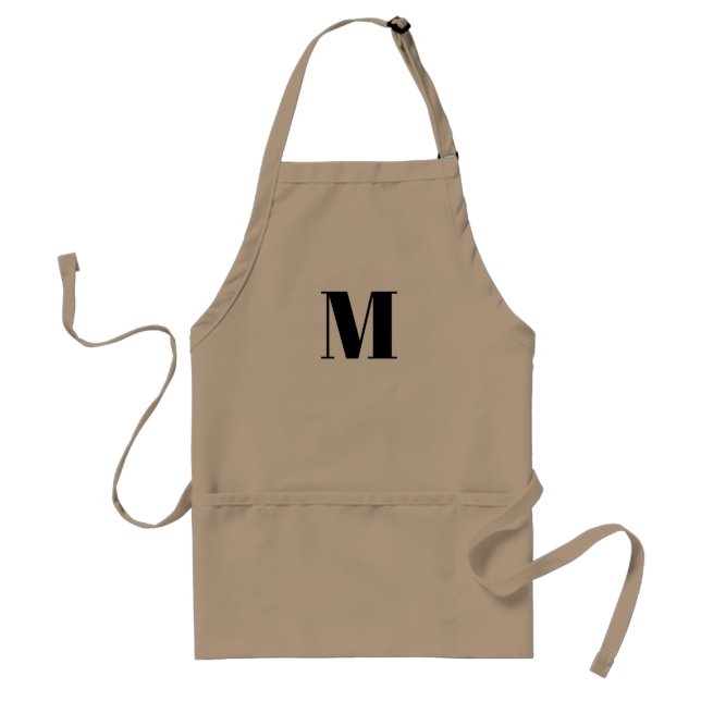 Monogrammed custom initial black white Apron (Front)