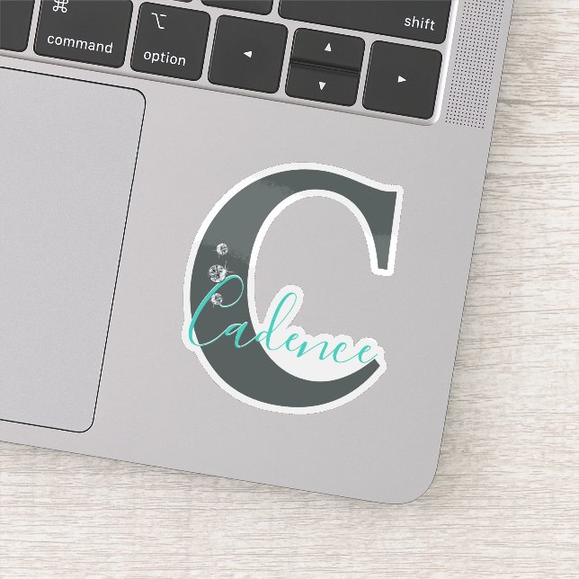 Monogrammed Custom Name Elegant Faux Diamonds (Detail)