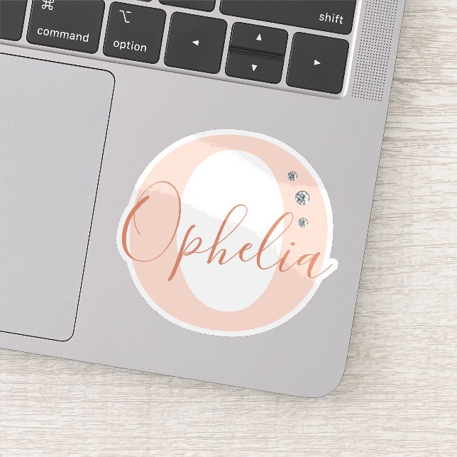 Monogrammed Custom Name Elegant Faux Diamonds  (Detail)