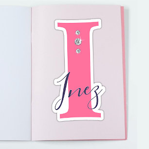 Monogrammed Custom Name Elegant Faux Diamonds