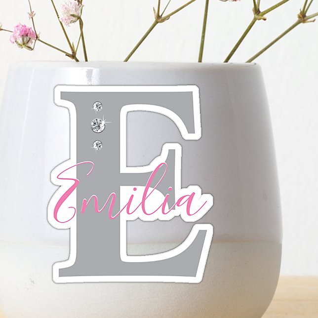 Monogrammed Custom Name Elegant Faux Diamonds (Creator Uploaded)