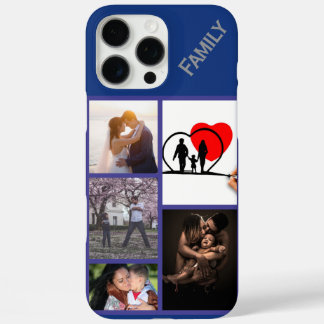 Monogrammed custom photos navy blue phone case