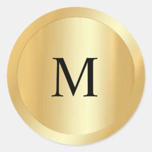 Monogrammed Custom Template Faux Gold Elegant Classic Round Sticker