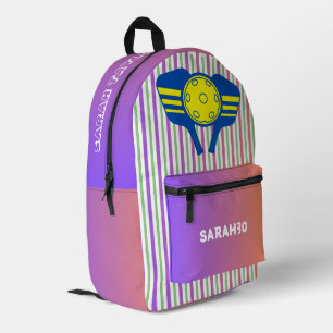 Monogrammed cute and fun gredient and stripes printed backpack
