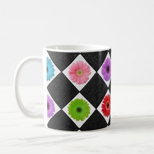 Monogrammed Cute Colourful Daisy Coffee Mug (Left)