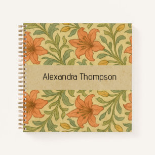Monogrammed cute rustic kraft paper William Morris Notebook