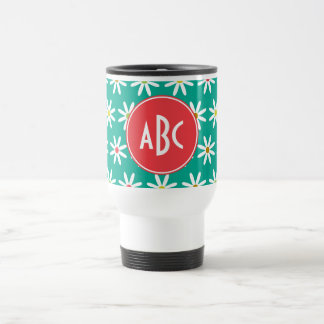 Monogrammed Daisy Dots Travel Mug