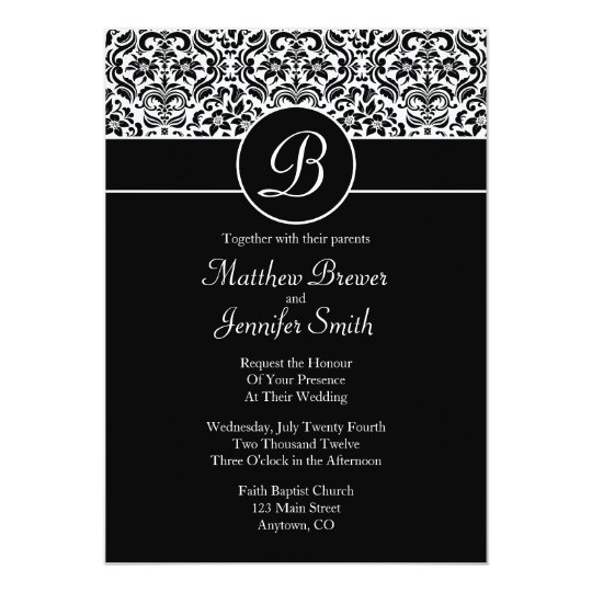 Monogrammed Damask Custom Wedding Invitation