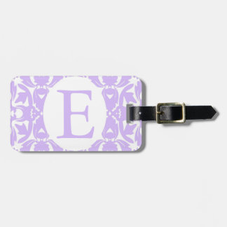 Monogrammed Damask Luggage Tag Purple & White