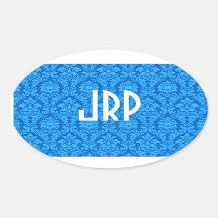 Monogrammed Damask Oval Sticker