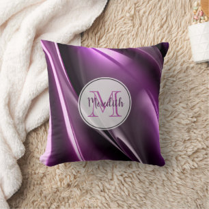 Monogrammed Dark Purple 3D Graphic Cushion