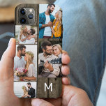 Monogrammed Dark Wood Look 5 Photo iPhone 11 Pro Max Case<br><div class="desc">Customised iPhone case with your initial, multi photo collage and country wood look background. The photo template is set up ready for you to add your pictures, working clockwise from top right. The photo collage uses landscape and portrait formats to give you a variety of options to place your favourite...</div>