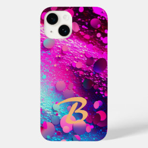 Monogrammed Deep Pink Holographic Glitter  Case-Mate iPhone 14 Case