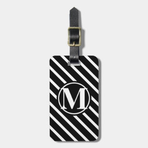 Monogrammed Diagonal Striped Luggage Tag