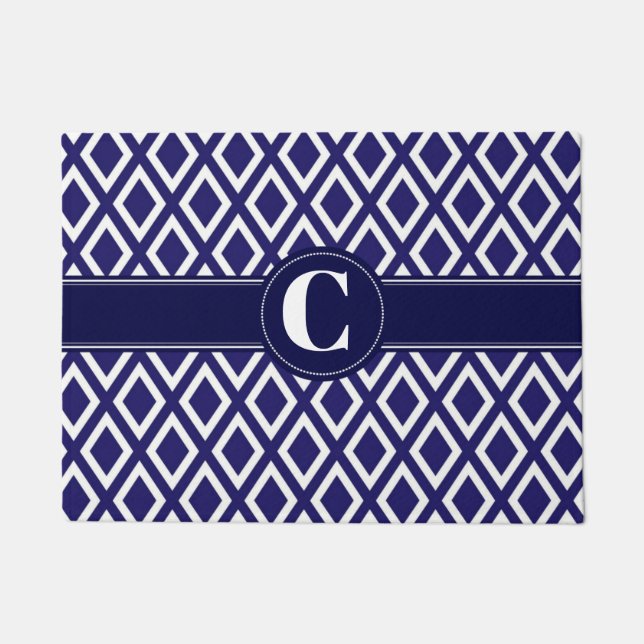 Monogrammed Diamond Pattern Doormat (Front)