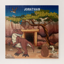 Monogrammed Dinosaurs in the jungle brown cute