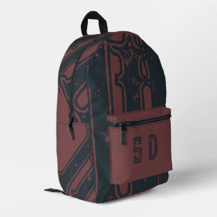 Monogrammed Distressed Cool Cadet Blue Deep Coffee Printed Backpack