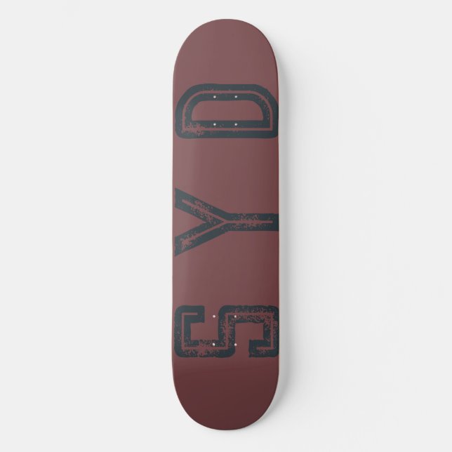 Monogrammed Distressed Cool Cadet Blue Deep Coffee Skateboard (Front)