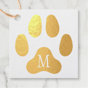Monogrammed Dog Paw Custom Message Foil Favour Tags