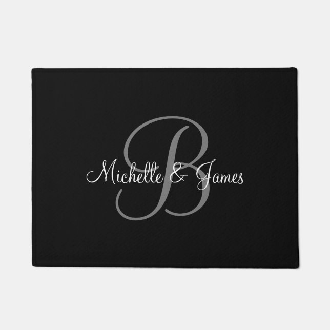 Monogrammed door mat with personalised name (Front)
