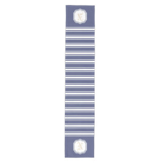 Monogrammed Double Striped | Navy Blue  Medium Table Runner
