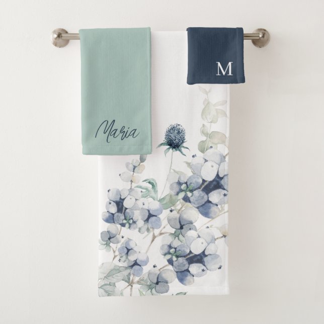 Monogrammed Dusty Blue Towel Set (Insitu)