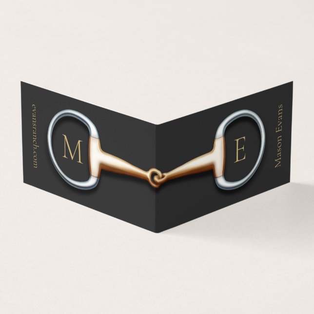 Monogrammed Eggbutt Snaffle Bit Horse Industry Business Card (Outside)