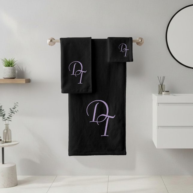 Monogrammed  eggplant colour bath towel set (Creator Uploaded)