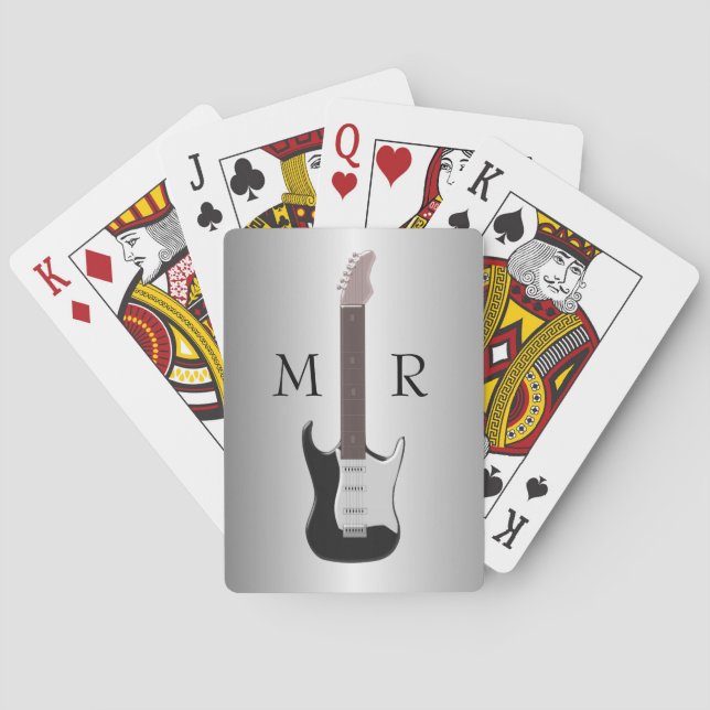 Monogrammed Electric Guitar Playing Cards (Back)