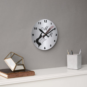 Monogrammed Electric Guitar Round Clock