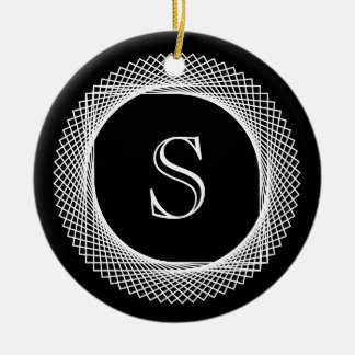 Monogrammed Elegant Black and White Ceramic Tree Decoration