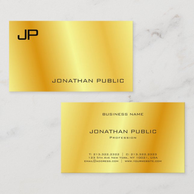 Monogrammed Elegant Faux Gold Corporate Modern Bus Business Card (Front/Back)