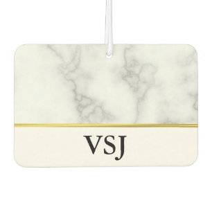 Monogrammed Elegant Faux White Marble Car Air Freshener