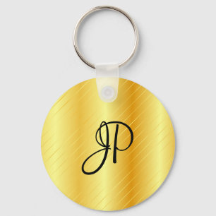 Monogrammed Elegant Gold Look Template Modern Key Ring