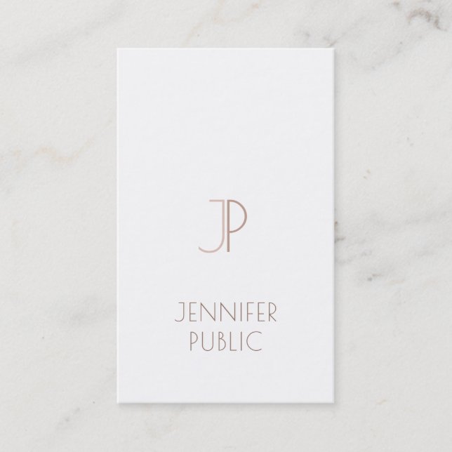 Monogrammed Elegant Plain Modern Trendy Design Business Card (Front)