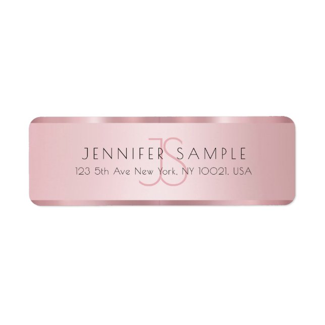 Monogrammed Elegant Rose Gold Return Address (Front)