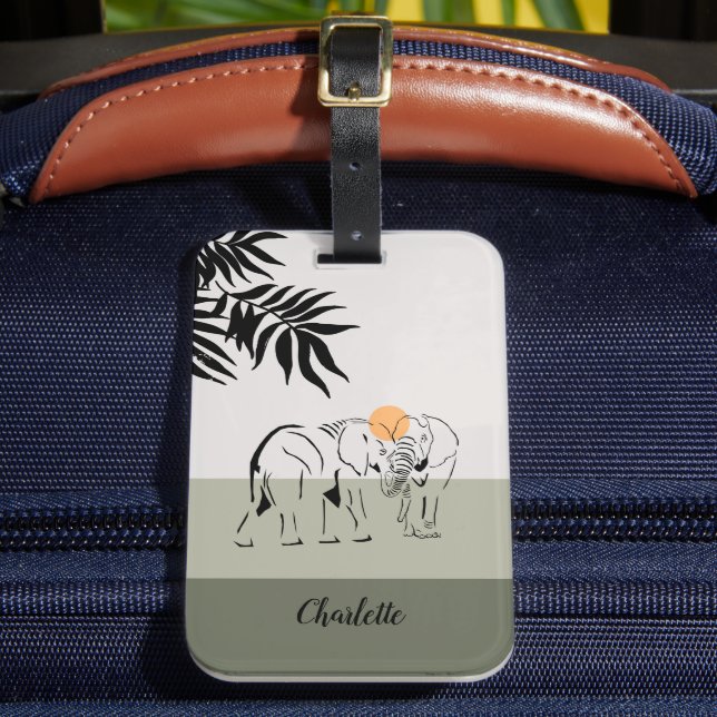Monogrammed "Elephant Lover" Luggage Tag (Front Insitu 2)