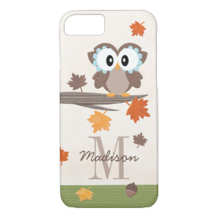 Monogrammed Fall Owl Case-Mate iPhone Case
