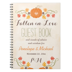 Monogrammed Fall Pumpkin Acorn Wedding Guest Boook Notebook