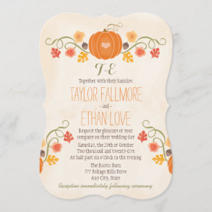 Monogrammed Fall Pumpkin Wedding Invitations
