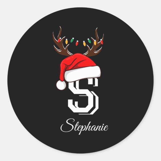 Monogrammed Family Christmas Matching Outfits _1  Classic Round Sticker (Front)