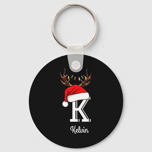 Monogrammed Family Christmas Matching Outfits _2  Key Ring (Front)
