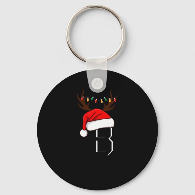 Monogrammed Family Christmas Matching Outfits  Key Ring (Front)