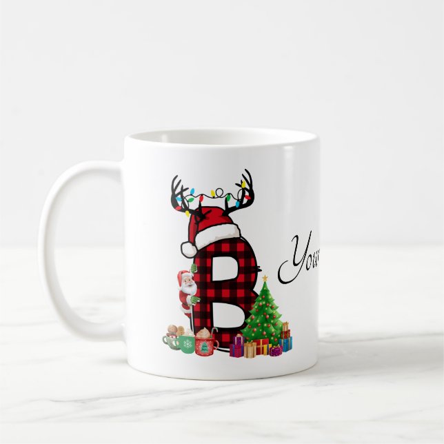 Monogrammed Family Christmas Personalise With Name Coffee Mug (Left)